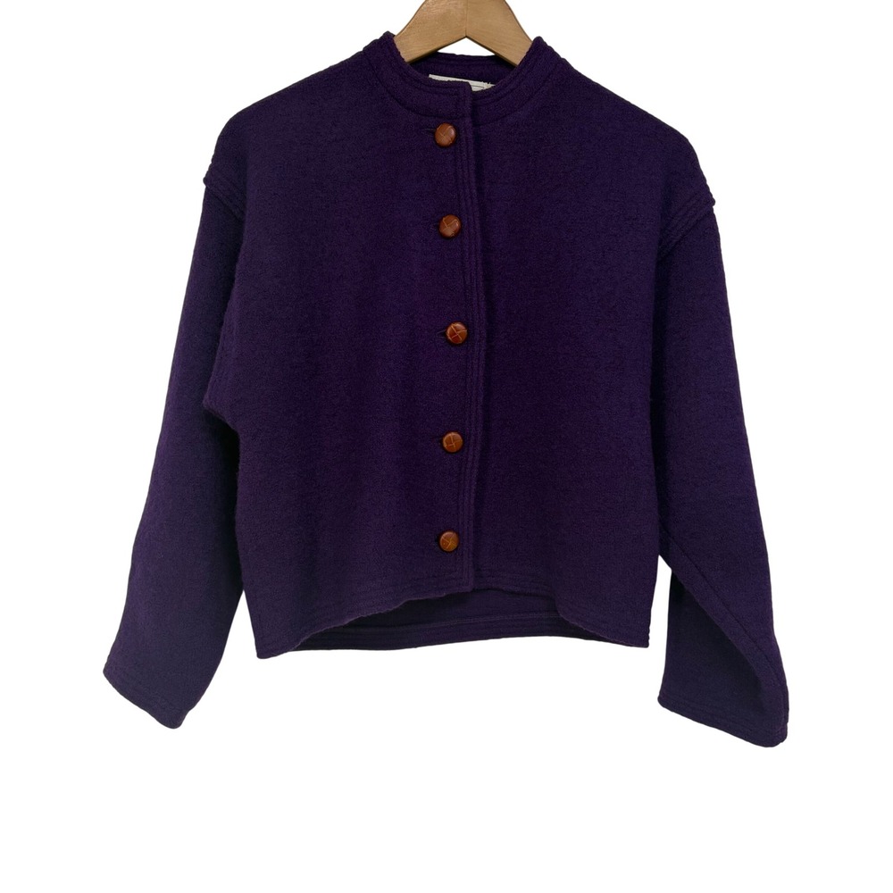 The Eagle's Eye Vintage Purple Boiled Wool Cardigan Button Front Sweater 4